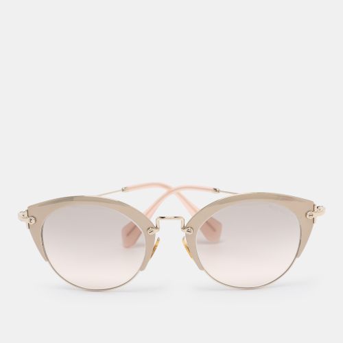 Miu Miu Grey/Gold SMU53R Round Sunglasses - Miu Miu - Modalova