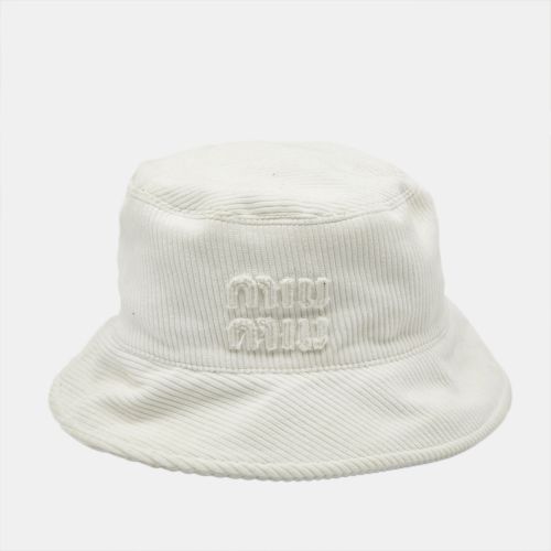 Miu Miu White Logo Corduroy Bucket Hat L - Miu Miu - Modalova
