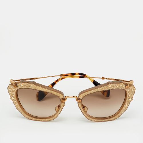 Miu Miu Brown Gradient SMU 04Q Embellished Cat Eye Sunglasses - Miu Miu - Modalova