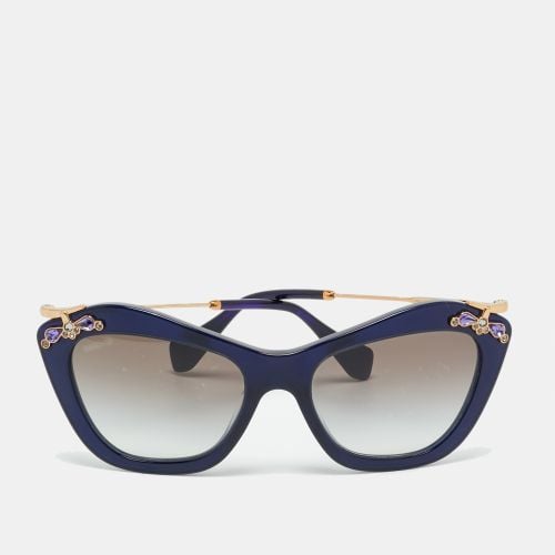 Miu Miu Blue/Brown Gradient SMU 03P Crystal Cat Eye Sunglasses - Miu Miu - Modalova