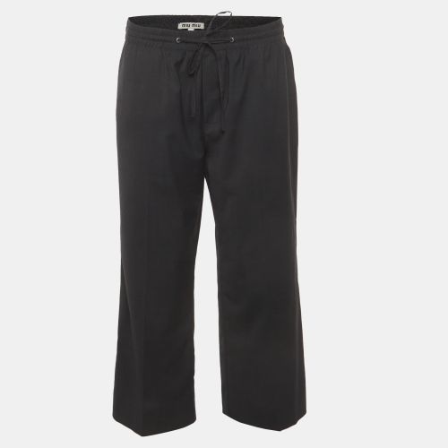 Wool Blend Drawstring Straight Fit Trousers M - Miu Miu - Modalova
