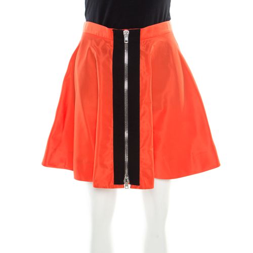 Miu Miu Orange Zip Front Detail Mini Circle Skirt S - Miu Miu - Modalova