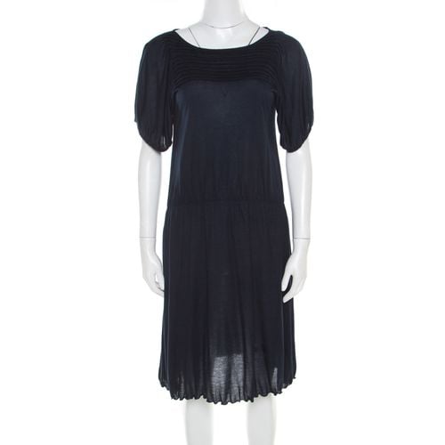 Miu Miu Navy Blue Cotton Jersey Gathered Dress S - Miu Miu - Modalova