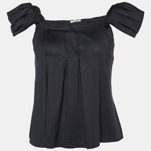 Miu Miu Black Silk Pleated Top S - Miu Miu - Modalova