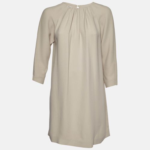 Miu Miu Beige Crepe Gathered Neckline Shift Dress S - Miu Miu - Modalova