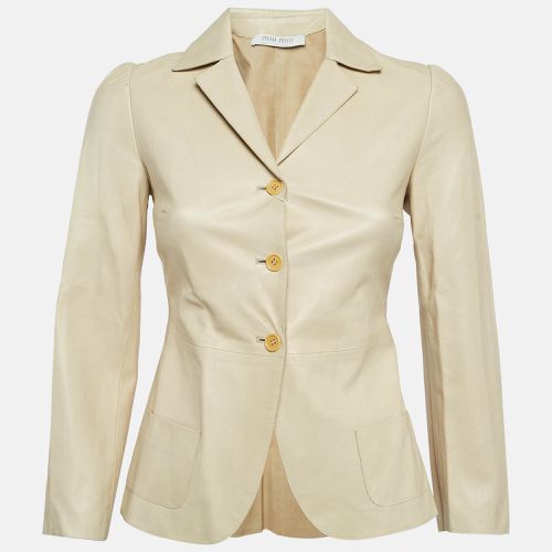 Miu Miu Vintage Cream Leather Button Front Jacket S - Miu Miu - Modalova