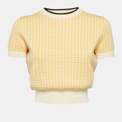 Miu Miu Yellow Houndstooth Knit Crew Neck Top S - Miu Miu - Modalova