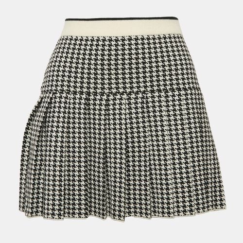 Miu Miu Black/White Houndstooth Wool Pleated Mini Skirt XS - Miu Miu - Modalova