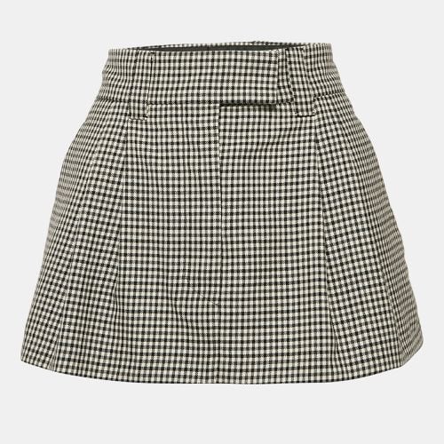 Miu Miu Black Gingham Wool Knife Pleated Mini Skirt XS - Miu Miu - Modalova