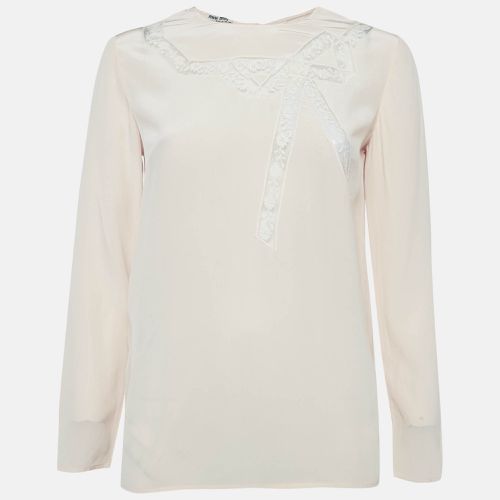 Miu Miu Pink Lace Insert Silk Button Front Blouse S - Miu Miu - Modalova