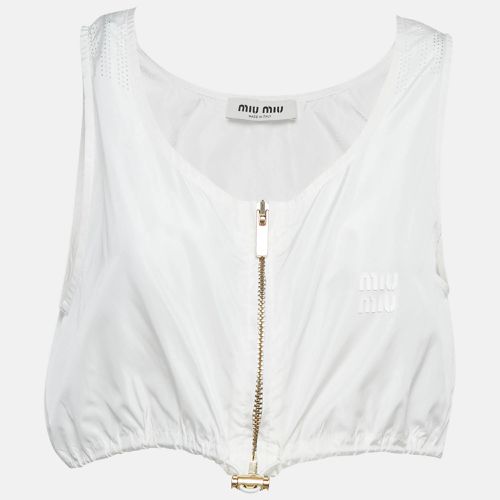 Miu Miu White Technical Silk Perforated Detail Crop Top XS - Miu Miu - Modalova