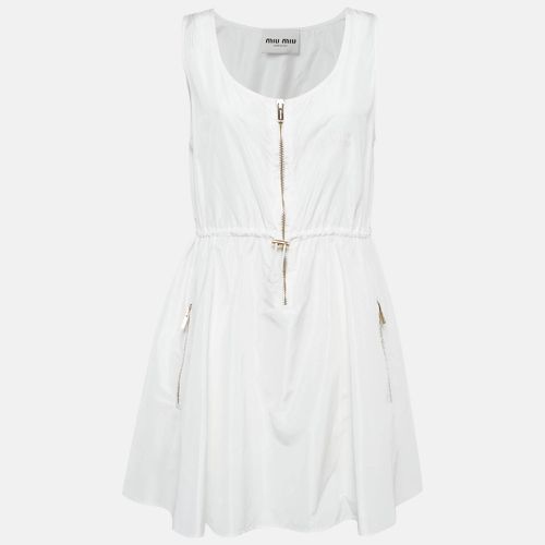 Miu Miu White Technical Silk Perforated Detail Sleeveless Mini Dress XS - Miu Miu - Modalova