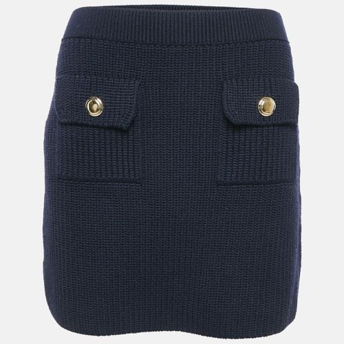 Miu Miu Navy Blue Wool Rib Knit Mini Skirt M - Miu Miu - Modalova