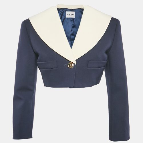 Miu Miu Navy Blue Virgin Wool Crop Jacket XS - Miu Miu - Modalova