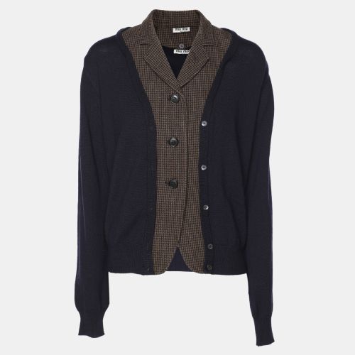 Miu Miu Deep Navy/Brown Wool Blend Sweater M - Miu Miu - Modalova