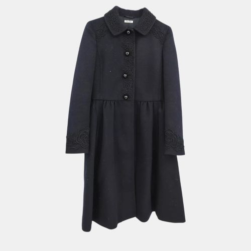 Miu Miu Black Wool Coat Woman Size 36 - Miu Miu - Modalova