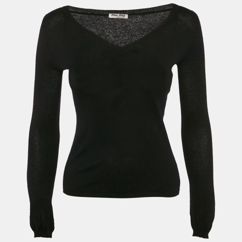 Miu Miu Black Wool Long Sleeve V-Neck Sweater XS - Miu Miu - Modalova