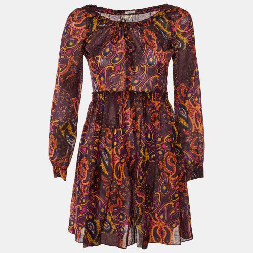 Miu Miu Multicolor Printed Wool Crepe Mini Dress M - Miu Miu - Modalova