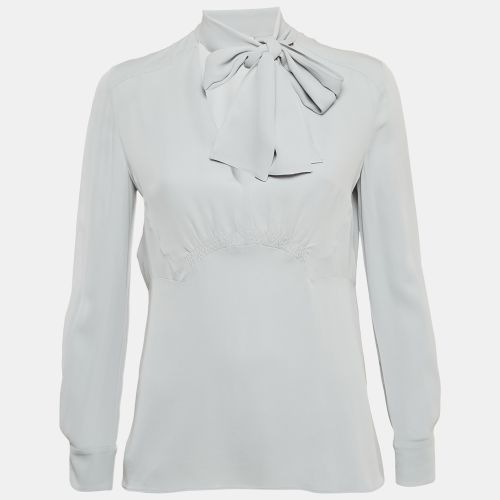 Miu Miu Grey Silk Neck Tie Detil Top S - Miu Miu - Modalova