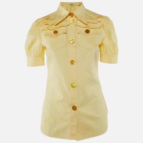 Miu Miu Yellow Cotton Ruffled Button Front Shirt S - Miu Miu - Modalova