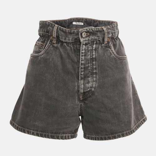 Miu Miu Grey Denim Elasticated Short S - Miu Miu - Modalova