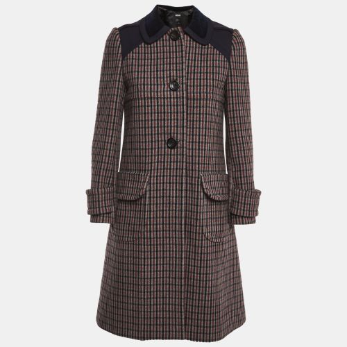 Check Pattern Wool Blend Single Breasted Coat M - Miu Miu - Modalova