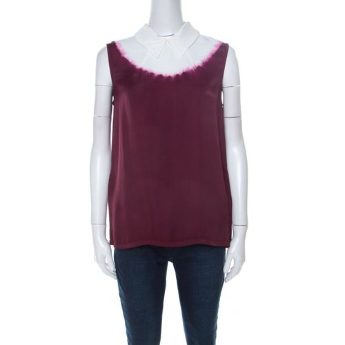 Miu Miu Burgundy White Ombre Coated Satin Sleeveless Top M - Miu Miu - Modalova