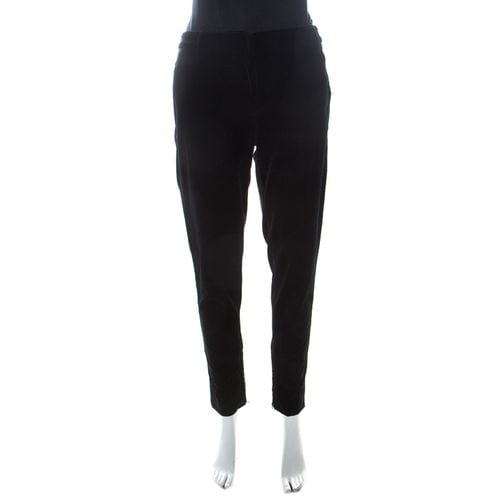 Miu Miu Black Velvet Stretch Ankle Zip Detail Trousers L - Miu Miu - Modalova