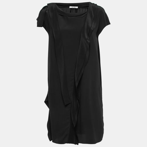 Miu Miu Black Crepe Tie Neck Ruffled Short Dress XS - Miu Miu - Modalova