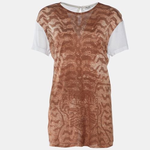 Miu Miu Brown Animal Printed Modal Knit Top M - Miu Miu - Modalova