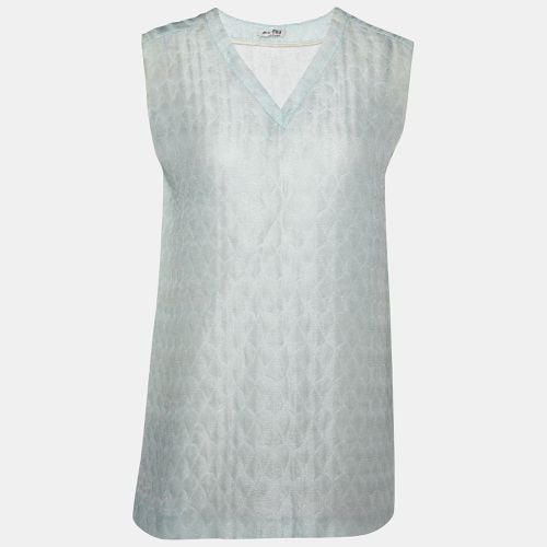 Miu Miu Blue Patterned Lurex Silk Blend Sleeveless Top L - Miu Miu - Modalova