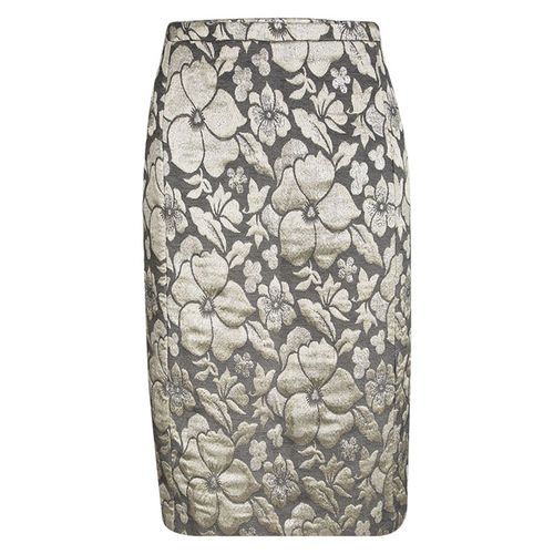 Miu Miu Grey Floral Lurex Jacquard Knee Length Skirt M - Miu Miu - Modalova