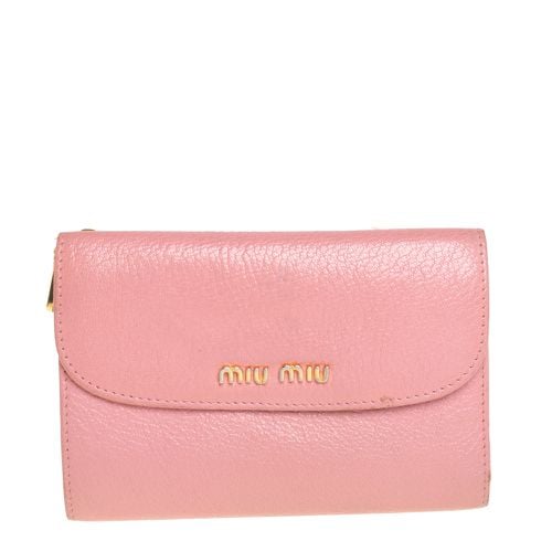 Miu Miu Pink Leather Madras Compact Wallet - Miu Miu - Modalova