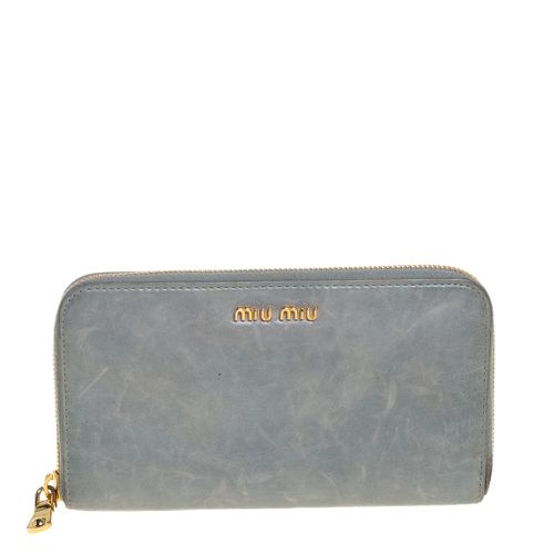 Miu Miu Grey Leather Zip Around Wallet - Miu Miu - Modalova