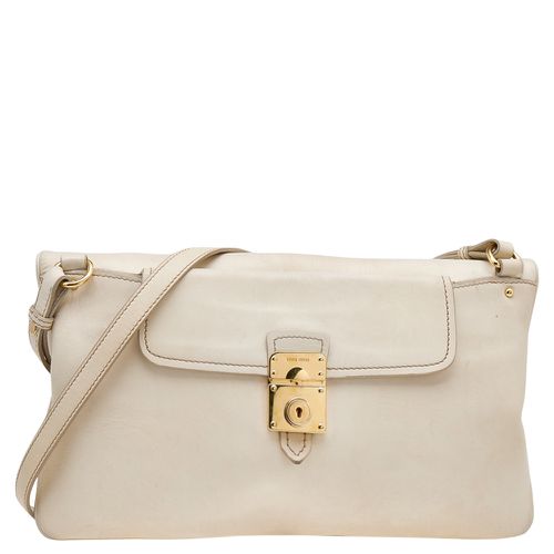 Miu Miu Cream Leather Fold Over Shoulder Bag - Miu Miu - Modalova