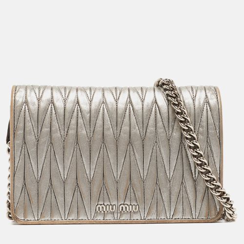 Miu Miu Grey Matelassé Leather Chain Crossbody Bag - Miu Miu - Modalova