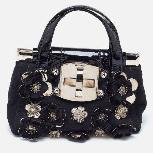 Miu Miu Black Canvas and Patent Leather Flower Embellished Satchel - Miu Miu - Modalova