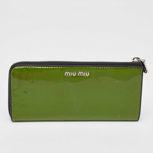 Patent Leather Bow Zip Continental Wallet - Miu Miu - Modalova