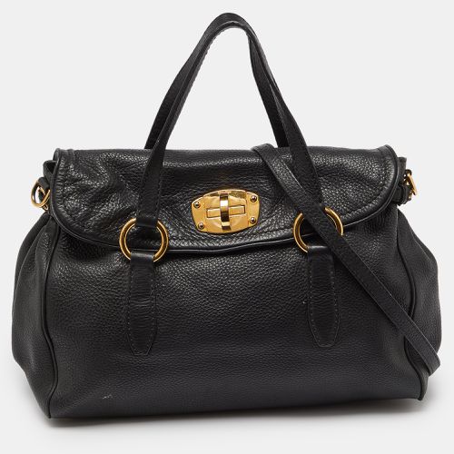 Miu Miu Black Vitello Leather Flap Satchel - Miu Miu - Modalova