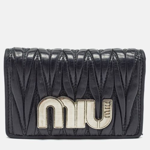 Miu Miu Black Matelasse Leather Business Card Holder - Miu Miu - Modalova