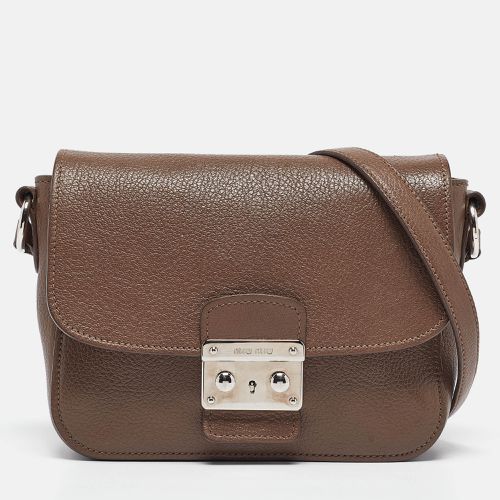 Miu Miu Beige Madras Leather Pushlock Flap Shoulder Bag - Miu Miu - Modalova