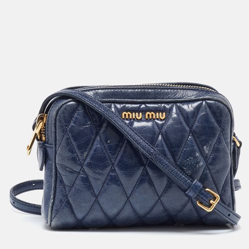 Miu Miu Blue Matelassé Leather Camera Crossbody Bag - Miu Miu - Modalova