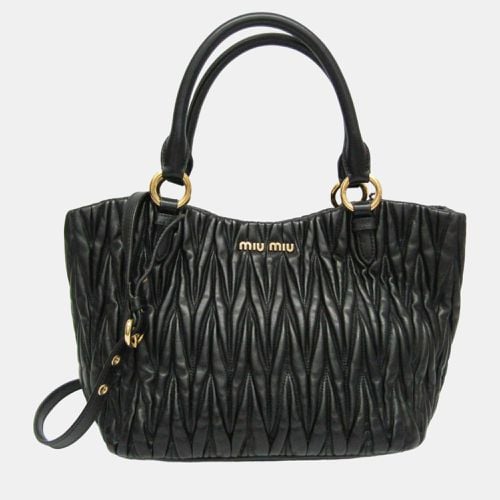 Miu Miu Black Leather Ruffle Top Handle Bag - Miu Miu - Modalova