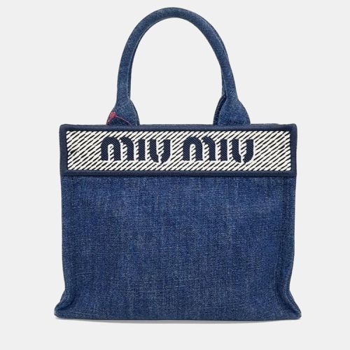 Miu Miu denim logo tote and shoulder bag - Miu Miu - Modalova