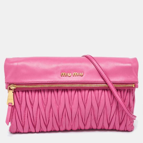 Miu Miu Pink Matelassé Leather Fold Over Crossbody Bag - Miu Miu - Modalova