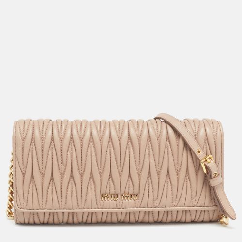 Miu Miu Beige Matelassé Leather Wallet On Chain - Miu Miu - Modalova