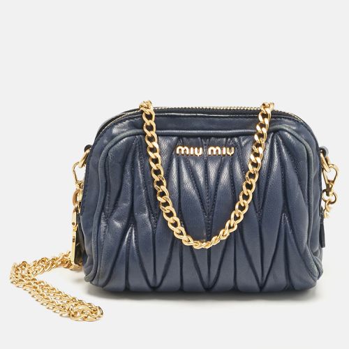 Miu Miu Blue Matelassé Leather Double Zip Crossbody Bag - Miu Miu - Modalova