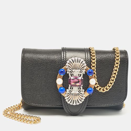 Miu Miu Black Leather Jewel Embellished Buckle Chain Clutch - Miu Miu - Modalova