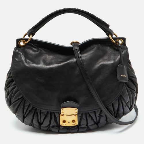 Miu Miu Black Matelassé Leather Front Flap Hobo - Miu Miu - Modalova