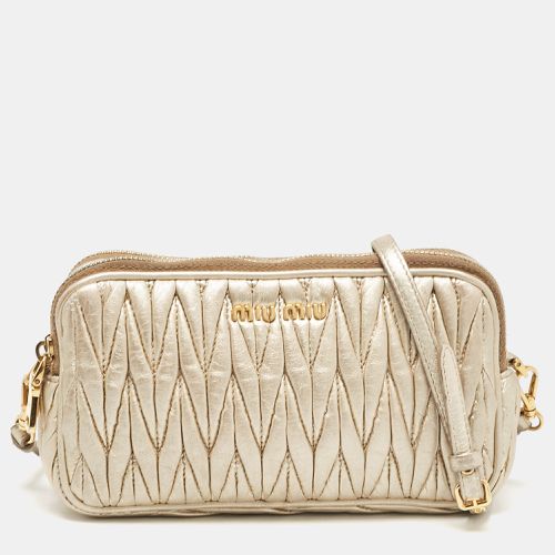 Miu Miu Gold Matelassé Leather Double Zip Crossbody Bag - Miu Miu - Modalova